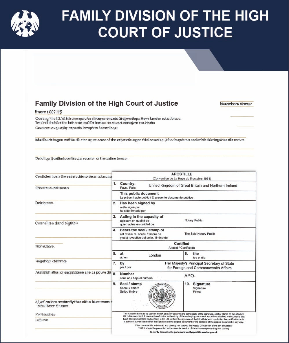 Family Division of the High Court of Justice Document  – Express Apostille Service