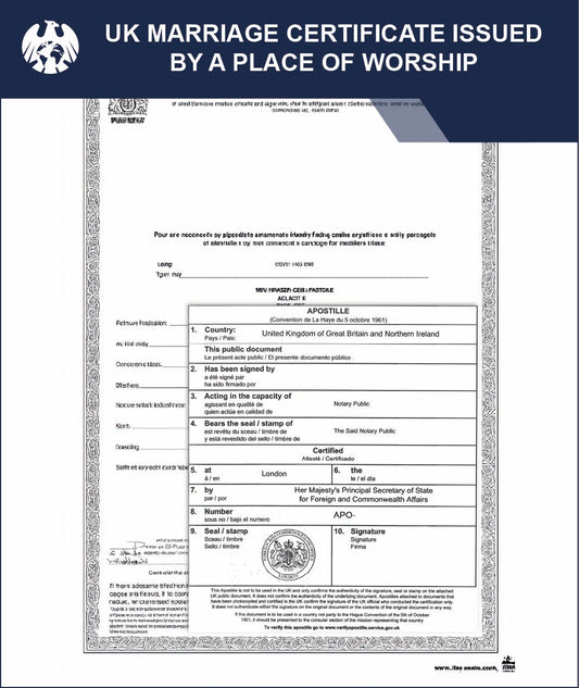 UK Marriage Certificate Issued By A Place Of Worship – Express Apostille Service